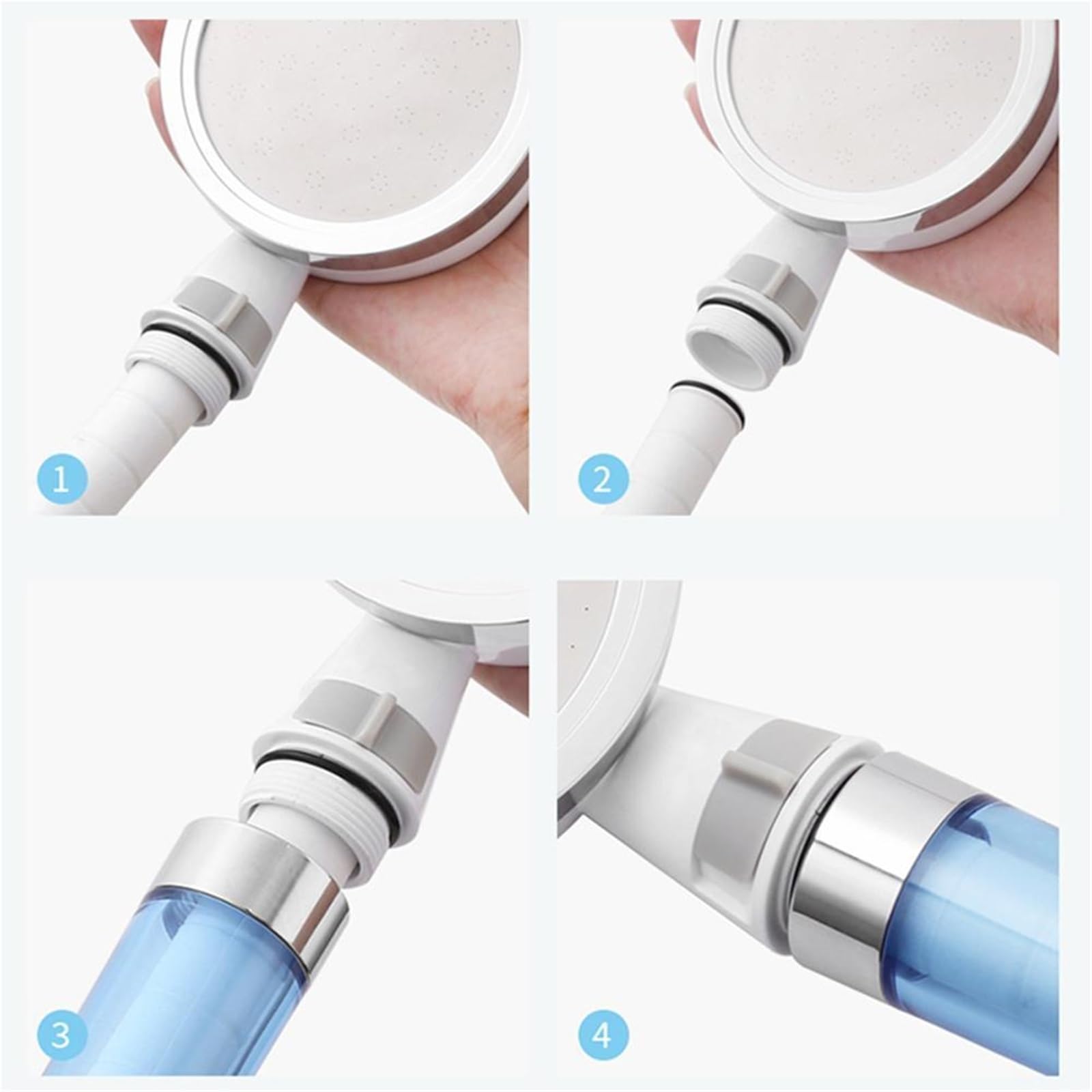 Cabezal de ducha alta presión, cabezal mano, filtro iónico, ahorro agua, Spa for baño, cromado Para Baño(Silver)