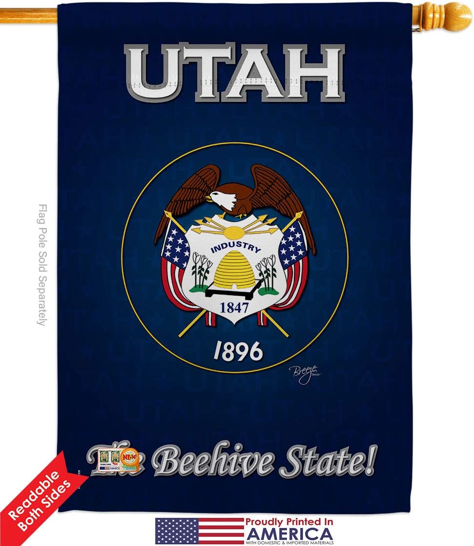 Utah Garden House Flags Set Americana States USA American Territories Republic Country Particular Area Small Decorative Gift Yard Banner Double-Sided Made In 28 X 40