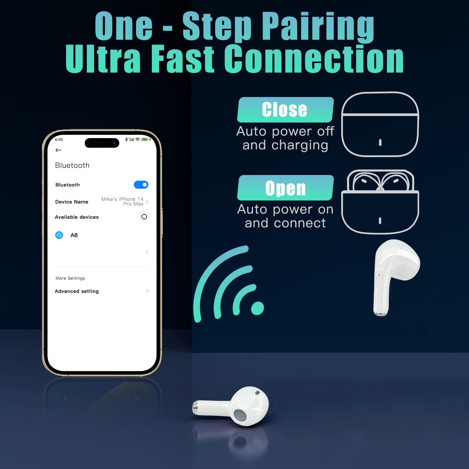 Auriculares intrauditivos inalámbricos Bluetooth: auriculares internos deportivos inalámbricos con sonido estéreo HiFi con 4 micrófonos - control táctil - IPX7 resistente al agua compatible c