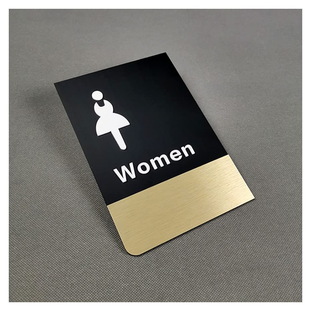 Tarjetas recordatorias de baño de Doble Cara para instalación en el Lado de Hombres y Mujeres, letreros de baño para Hombres y Mujeres adecuados para hoteles(Mujeres Amarillas