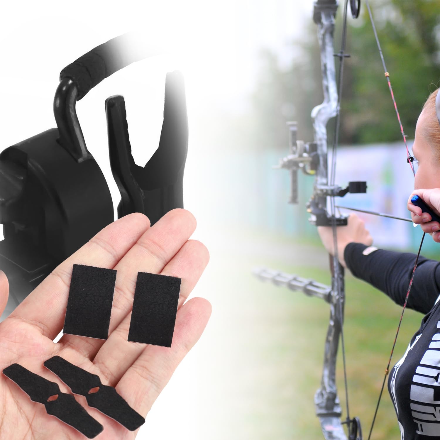 Gosknor 8 Piezas Cintas de Fieltro para Reposaflechas, Antideslizantes Adhesivo para Reposaflechas Almohadilla para QAD HDX Arco Compuesto Reposaflechas Accesorios de Tiro con Arco