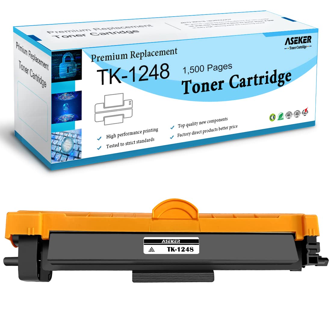ASEKER Cartuccia Toner TK-1248 TK1248 1T02Y80NL0 Compatibile TK 1248 Nero per Kyocera MA2001 MA2001w PA2001 PA2001w Stampanti 1500 Pagine