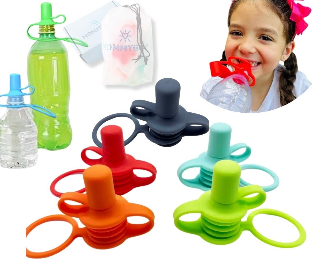 Mommygoo Universal Silicone Sippy Cap for Toddlers – Spill-Proof Bottle Top – BPA-Free, Food-Grade – Fits Most Bottles – Reusable with Travel Pouch – 5-Pack (Assorted Colors)