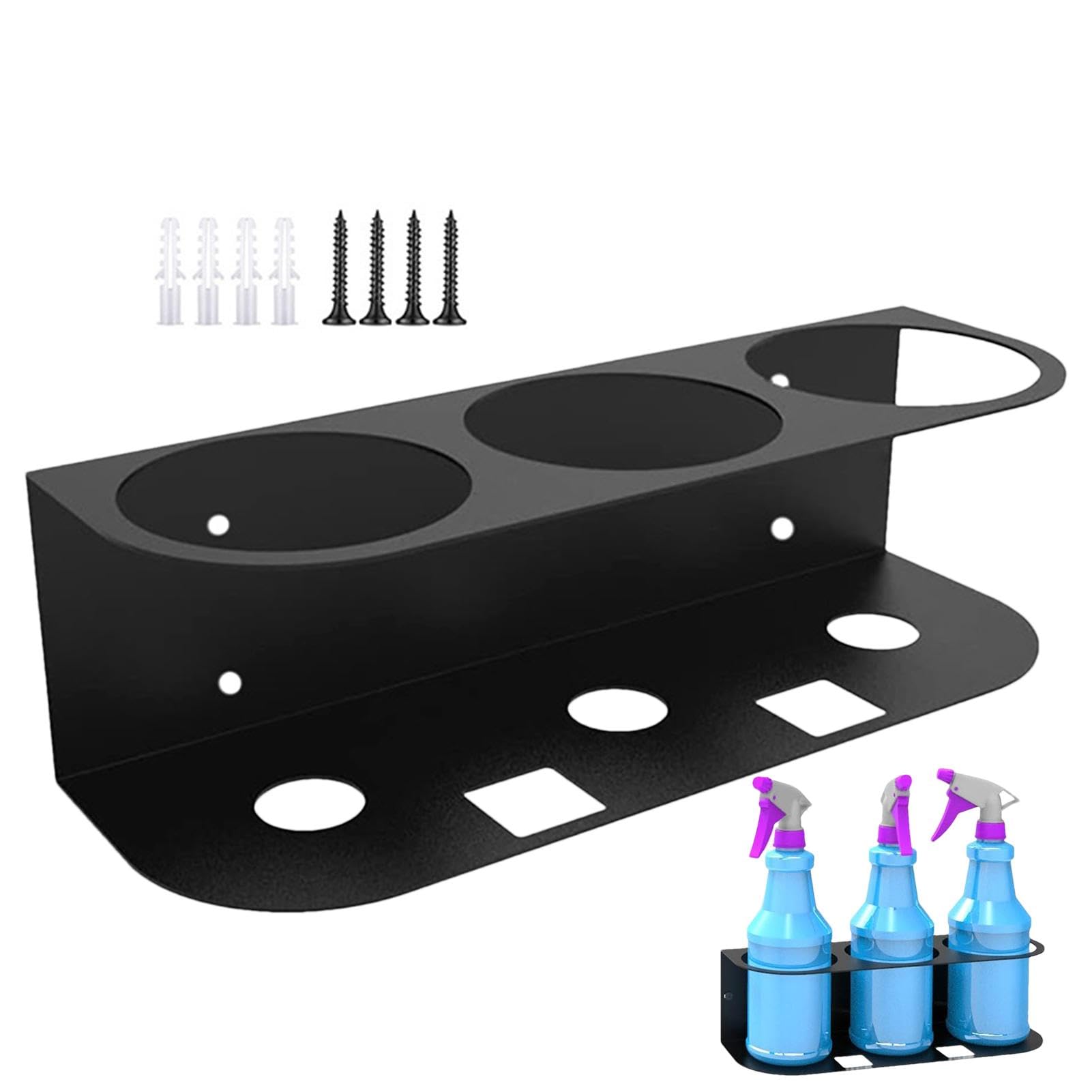 Soporte de pared para latas de aerosol y botellas de spray en acero revestido