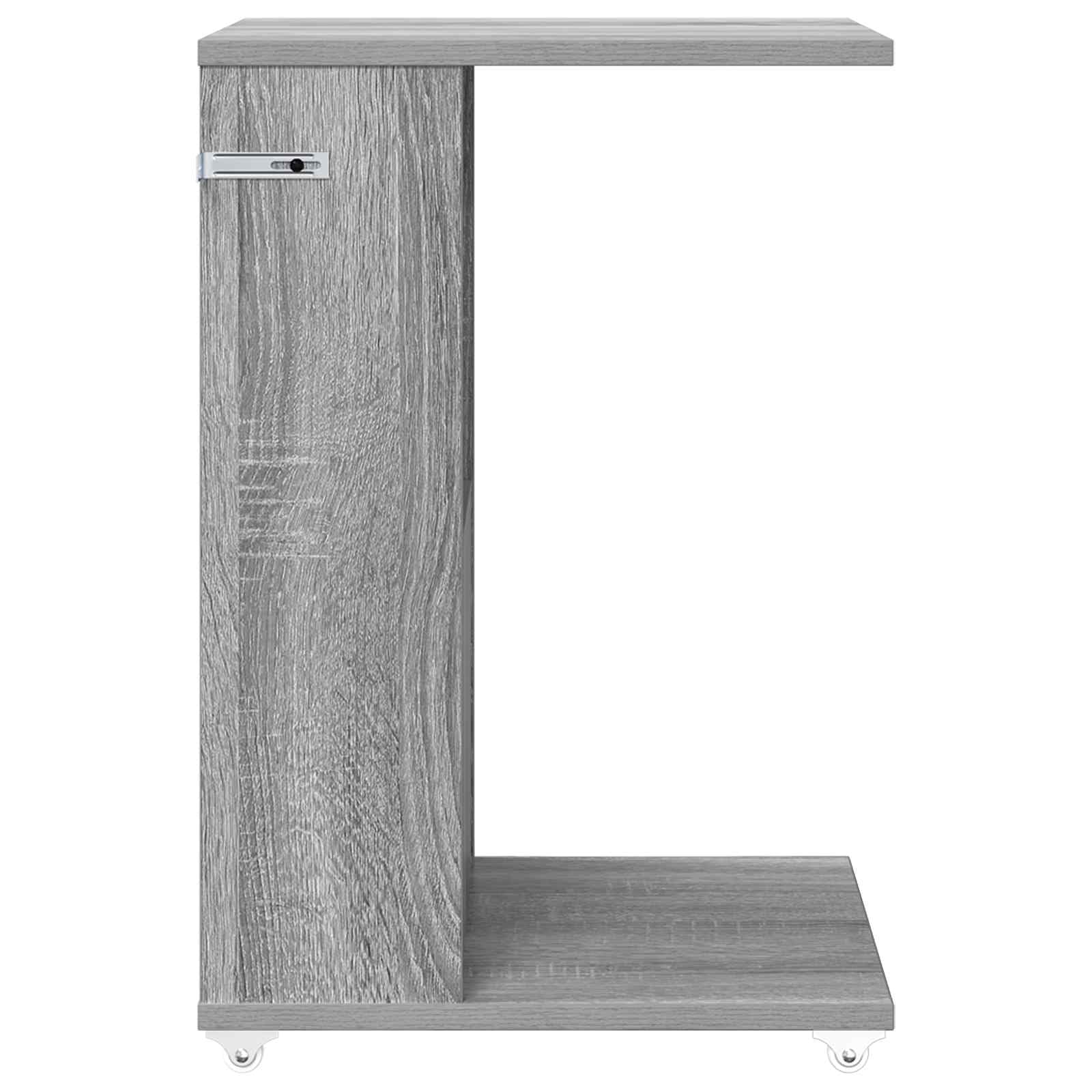 Mesa auxiliar Sonoma gris de madera 40 x 35 x 60 cm con ruedas, ahorra espacio y es flexible como mesa de café, mesita de noche, con estante y espacio de almacenamiento para salón