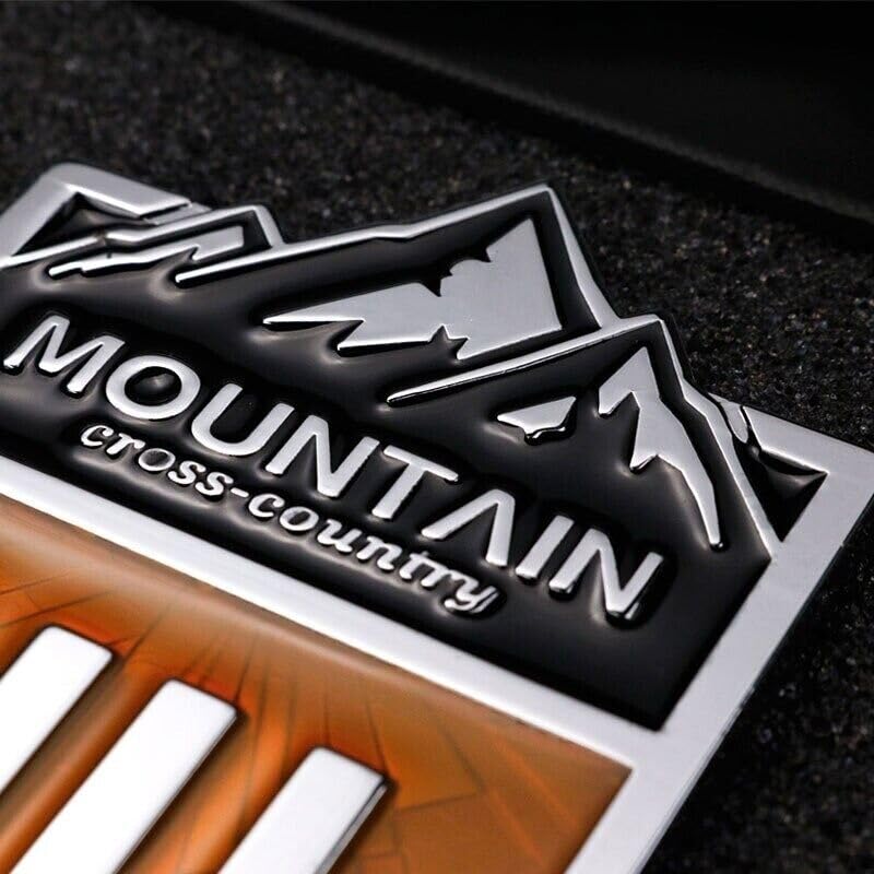 Image of 1Pc 4x4 Mountain Cross Country Emblem 3D Metal Car Sticker Off Road Racing Decal Badge for Off-Road Vehicle (Silver Yellow)