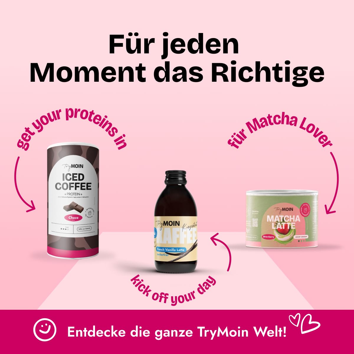 TryMOIN Vanilla Latte – zuckerfrei – Kaffeekonzentrat mit zuckerfreiem Vanille-Sirup für Iced Coffee, Cappuccino, Frappé & Latte | 30 Portionen pro Flasche