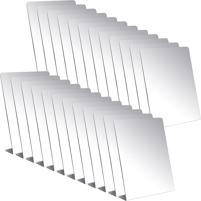 Amyhill Espelho de mesa retangular em acrílico, dupla posição, 24 unidades, 21,6 cm x 23 cm