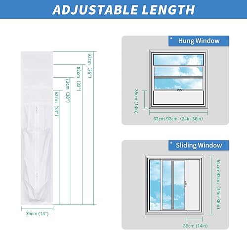 Miniatura 2 de Kit de sellado de ventana para aire acondicionado portátil de 14 x 24 pulgadas  36 pies, efecto de sellado 100% para ventana corrediza, sello de CA