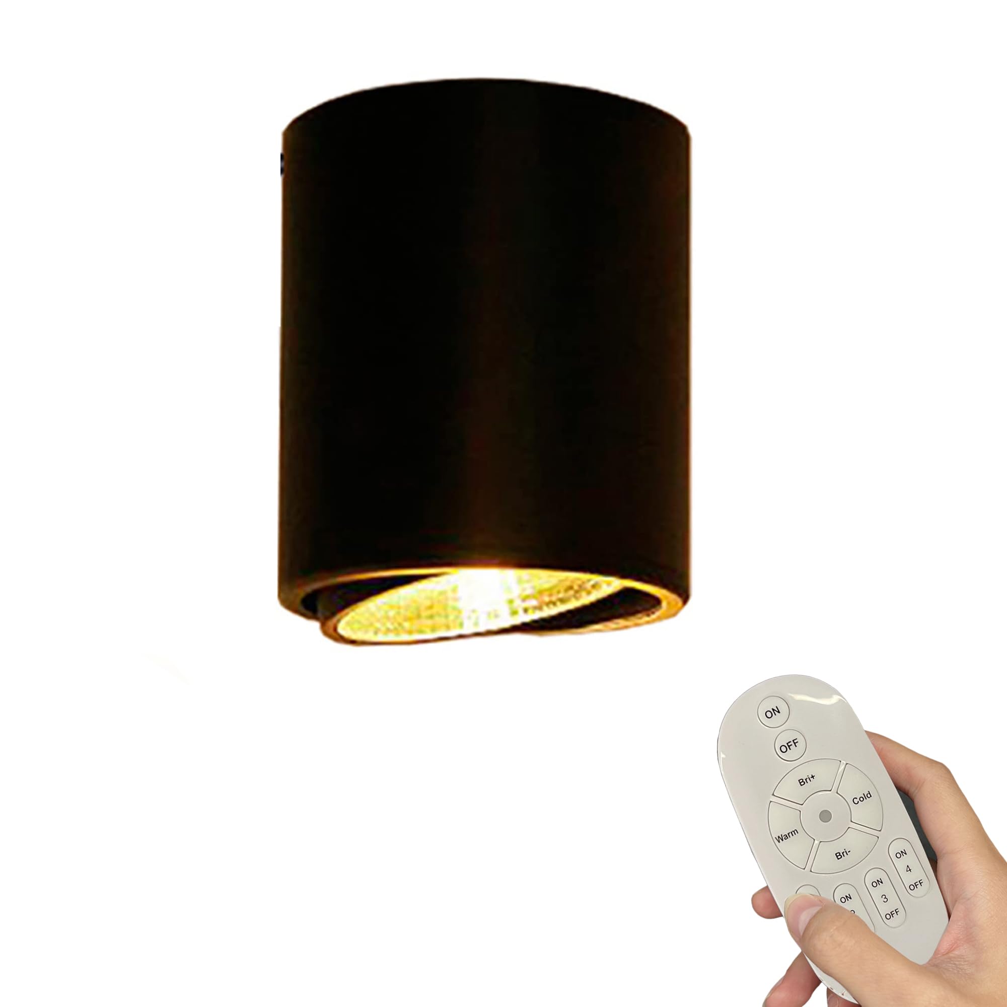 LED Deckenspot Aufbauspot Dimmbar, Aufputz Spots Deckenstrahler aus Aluminium Downlight, Schwarz Aufbaustrahler Schwenkbar 230V 7W mit Fernsteuerung für Küche Wohnzimmer Schlafzimmer BD0852