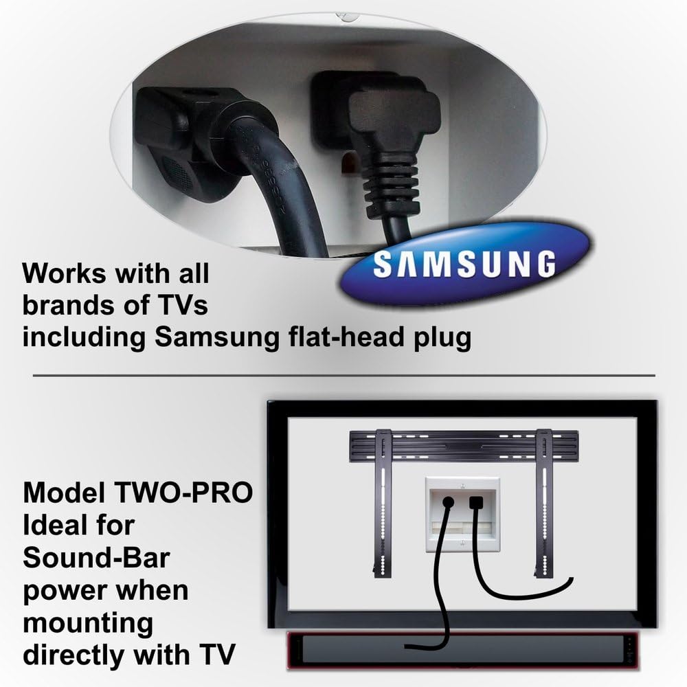 PowerBridge Solutions TWO-PRO-24 Dual in-Wall Cable Management for Wall-Mounted TVs, 24' NM-B Cable, White