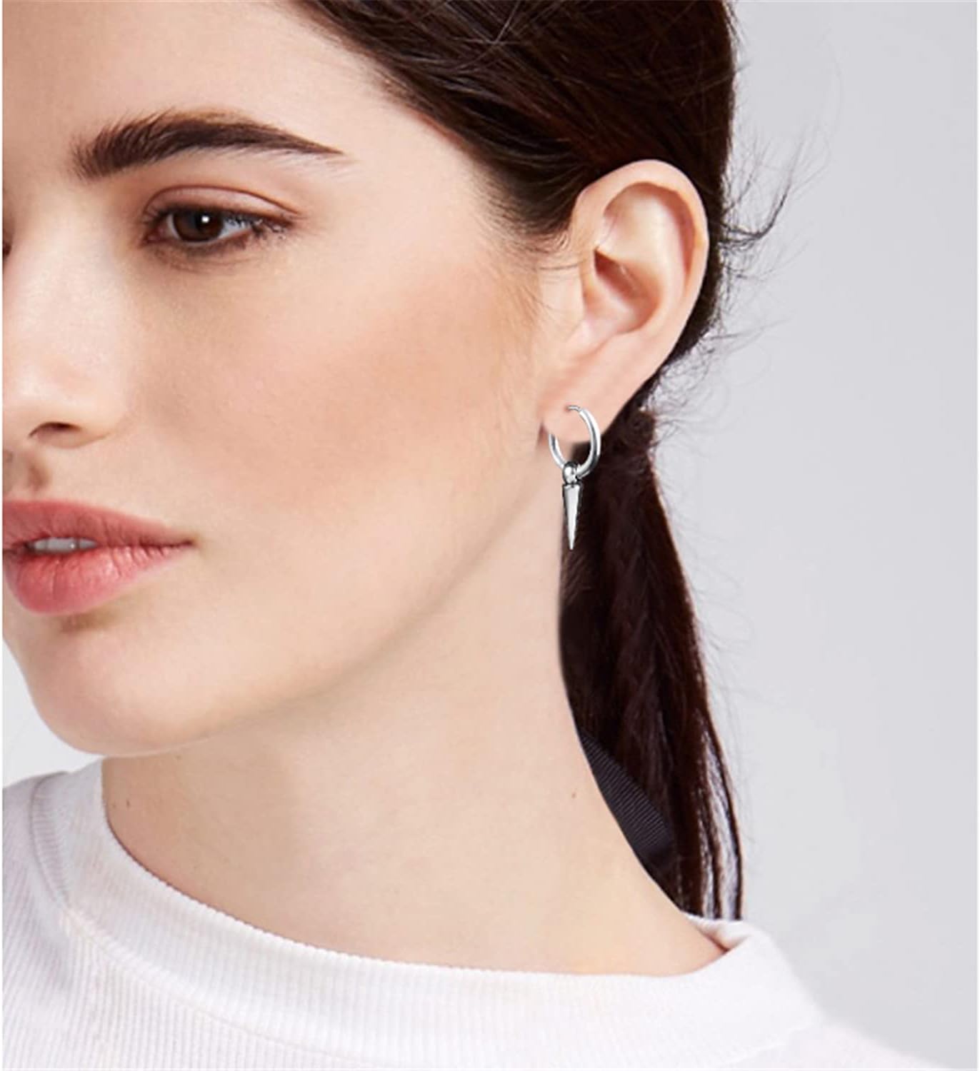 Personalized Punk Spike Dangle Drop Hoop Earrings for Women Men Stainless Steel Hoops Cuff Cartilage Tragus Helix Wrap Geometric Earrings - Image 6