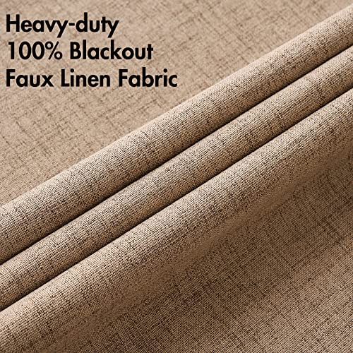 Image of MIULEE 100% Blackout Linen Textured Curtains for Bedroom Solid Thermal Insulated Copper Brown Grommet Room Darkening Curtains & Drapes Luxury Decor for Living Room 42 x 63 Inch (2 Panels)