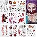 EKKONG Halloween Tatuaggi, Halloween Zombie Scars Tatuaggi Adesivi, Tatuaggi Halloween Ferite, Tatuaggi temporanei per Halloween Cosplay Party (10 Fogli)