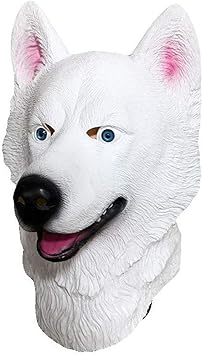 Amazon Co Jp Gzdd ハロウィーン動物ユキヒョウラテックスマスク白いハスキー犬のヘッドマスク ホビー