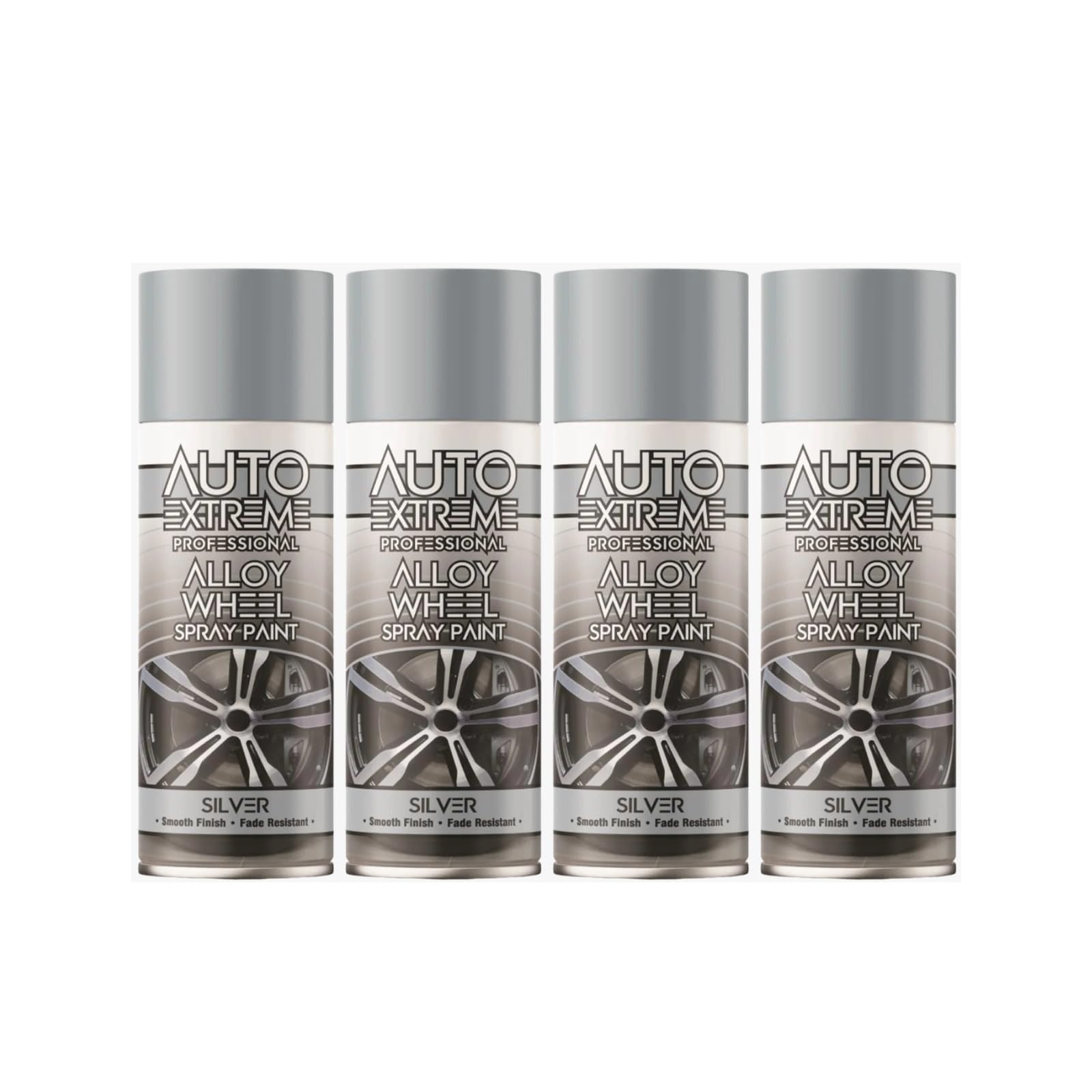Ysamax 4Pcs Silver Alloy Wheel Spray Paint, Robust, Durable Finish, Quick-Drying Formula, Protect From Corrosion And Rust, Aerosol Form, 400Ml, (4Pcs)