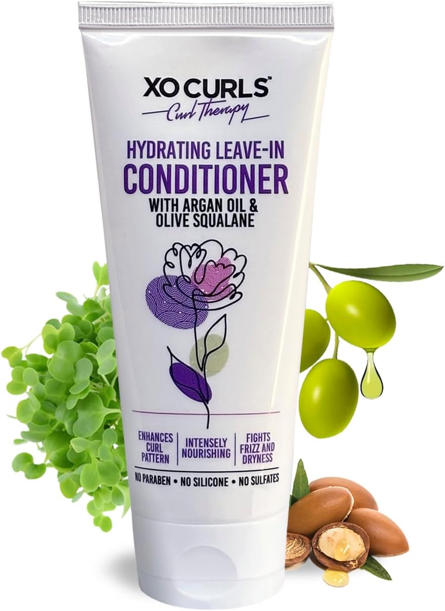 Leave-In Conditioner For Frizzy Hair, With Argan Oil & Olive Squalane, Makes Wavy and Curly Hair Soft & Shiny, Sulphate Free, No Silicones or Parabens, 100ml
