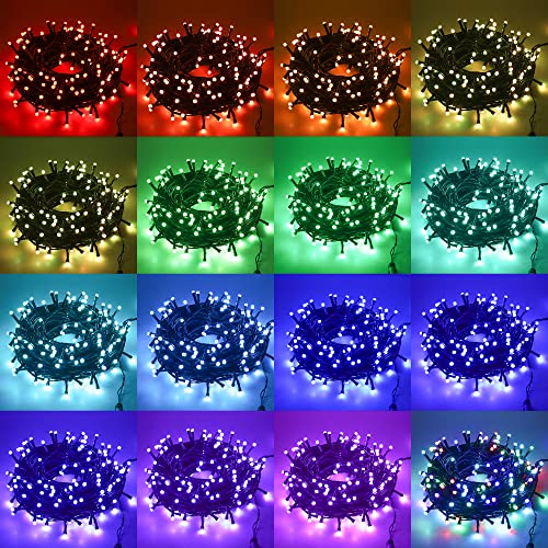 Color Changing Led Christmas Tree Lights,200 Led 66Ft Plug In Waterproof Indoor Outdoor Twinkle Multicolor String Lights With Remote Control,Connectable For Patio Party Christmas Decorations-16 Colors #TOP1