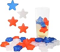 Reusable Star Ice Cubes 60 Pack - Colorful Non-Melting Chillers for Whiskey, Cocktails, Coffee - Washable & Non-Diluting