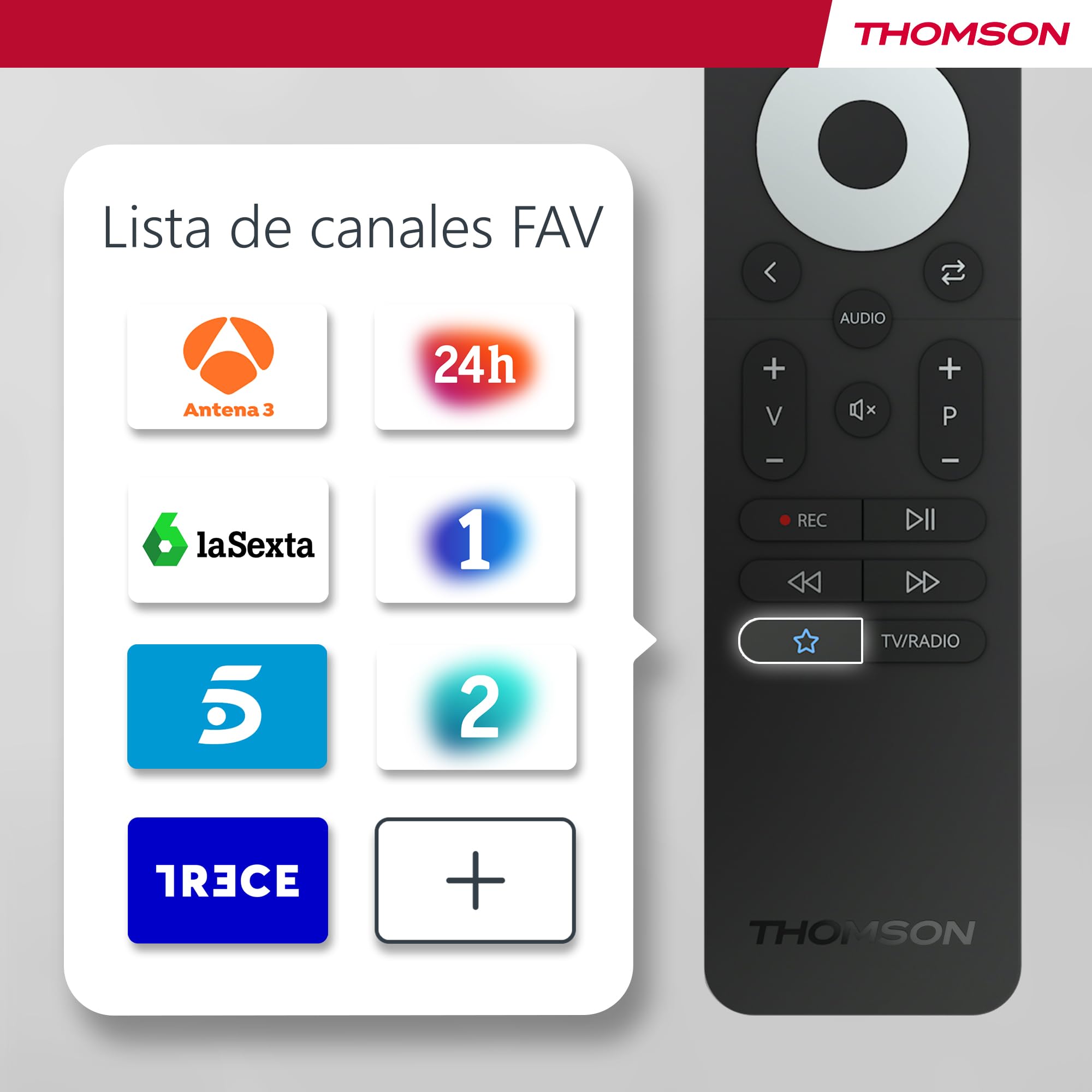 THOMSON TV 24 Pulgadas (60 cm) HD Easy TV, Televisor LED (No Smart), Triple Sintonizador (DVB-T/T2/C/S/S2), Dolby Audio, Modo Hotel, Reproductor Multimedia, Mando Retroiluminado, 3X HDMI, 24HD2S13