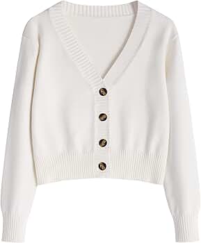 ZAFUL Women's Ribbed Knit Trim Button Down Crop Cardigan V