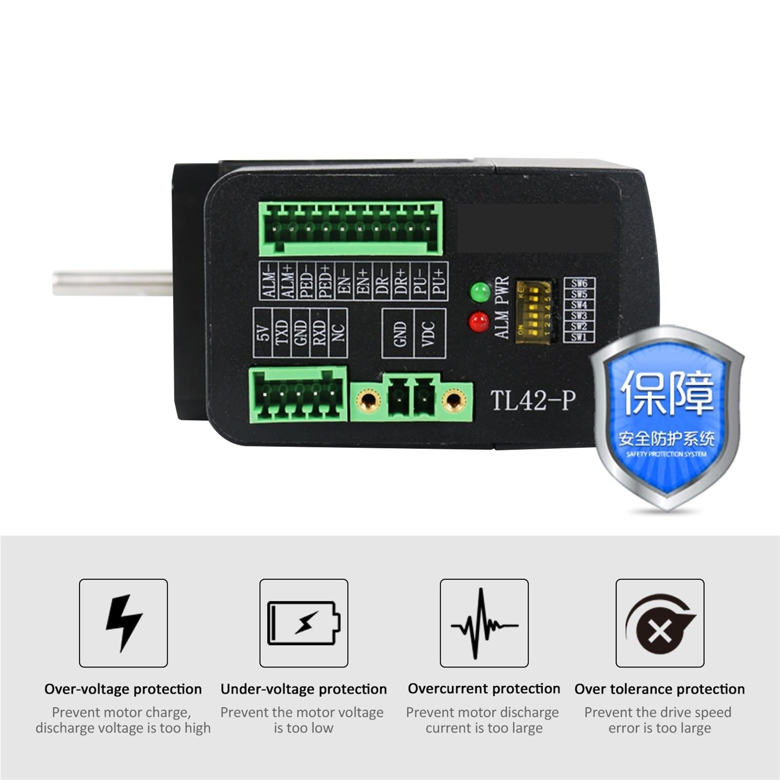 24V 2.5A 0.4N.m/0.8N.m Small Stepper Electronic Starter 2Phase Nema17 Open Loop Integrated Stepper Motors Driver for Robot Machine(Nema17 0.4Nm 5mm,CANopen Model)