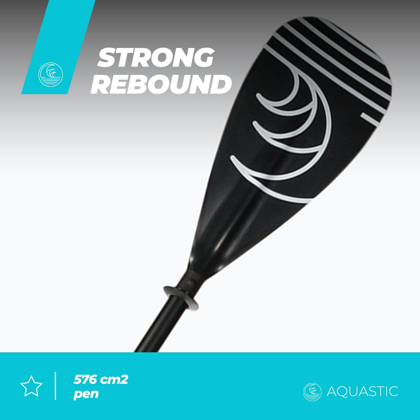 AQUASTIC SUP/wiosło do kajaka, 3-częściowe, wszechstronnie regulowana długość 175-220 cm, trwały trzpień aluminiowy, kompaktowy, lekki łopatka wioślarska AQS-SPD004 czarne