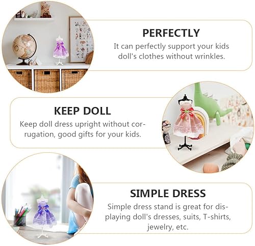 Miniatura 3 de STOBOK Maniquí de forma de vestido, 8 piezas, formas de vestido de muñeca, modelos de maniquíes pequeños, muñecos estadounidenses, muñecos para