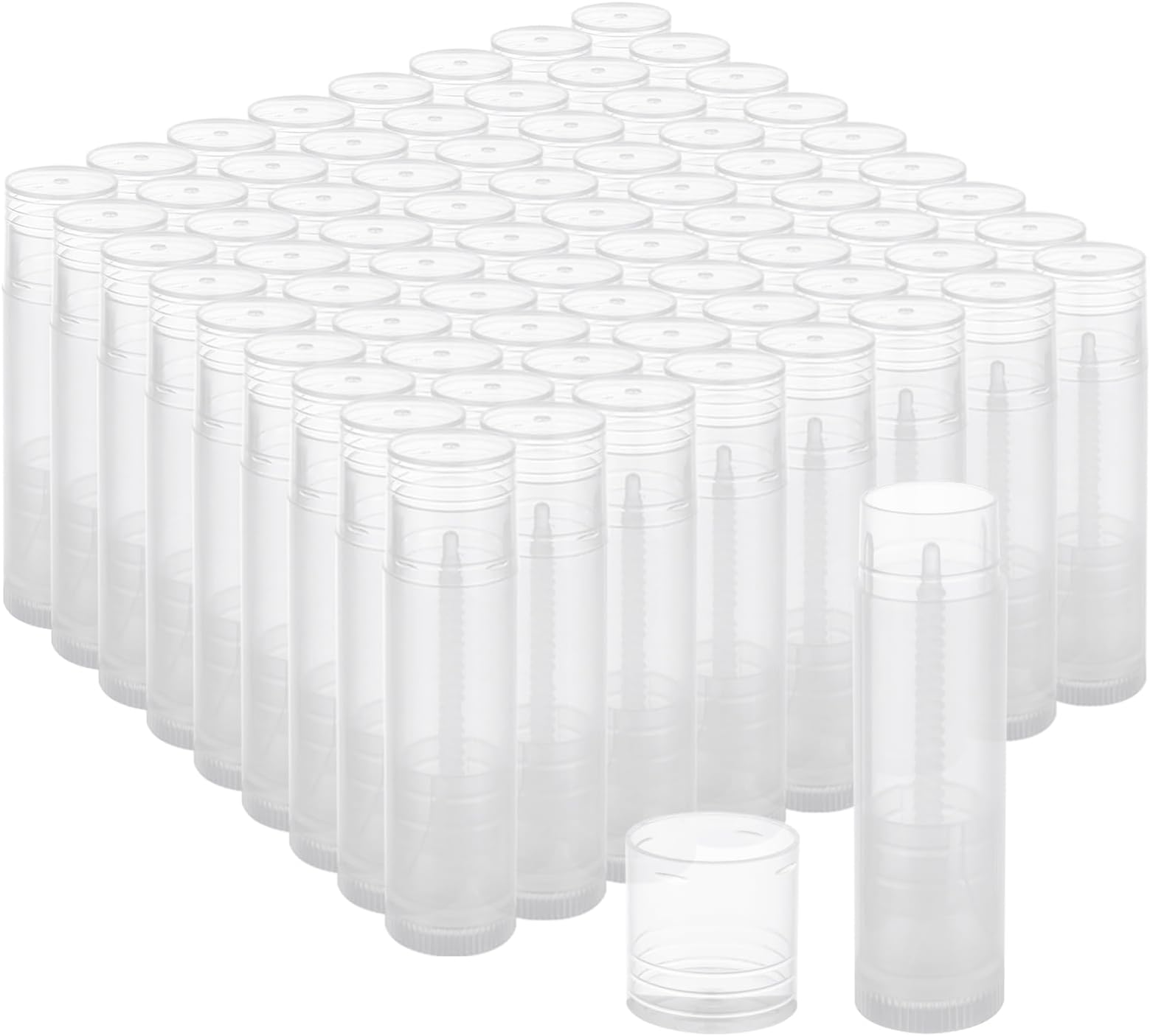 100PCS Lip Balm Tubes with Caps Clear Lip Balm Tubes Empty Bulk for DIY Lipstick Homemade 3/16 Oz (5.5 ml)
