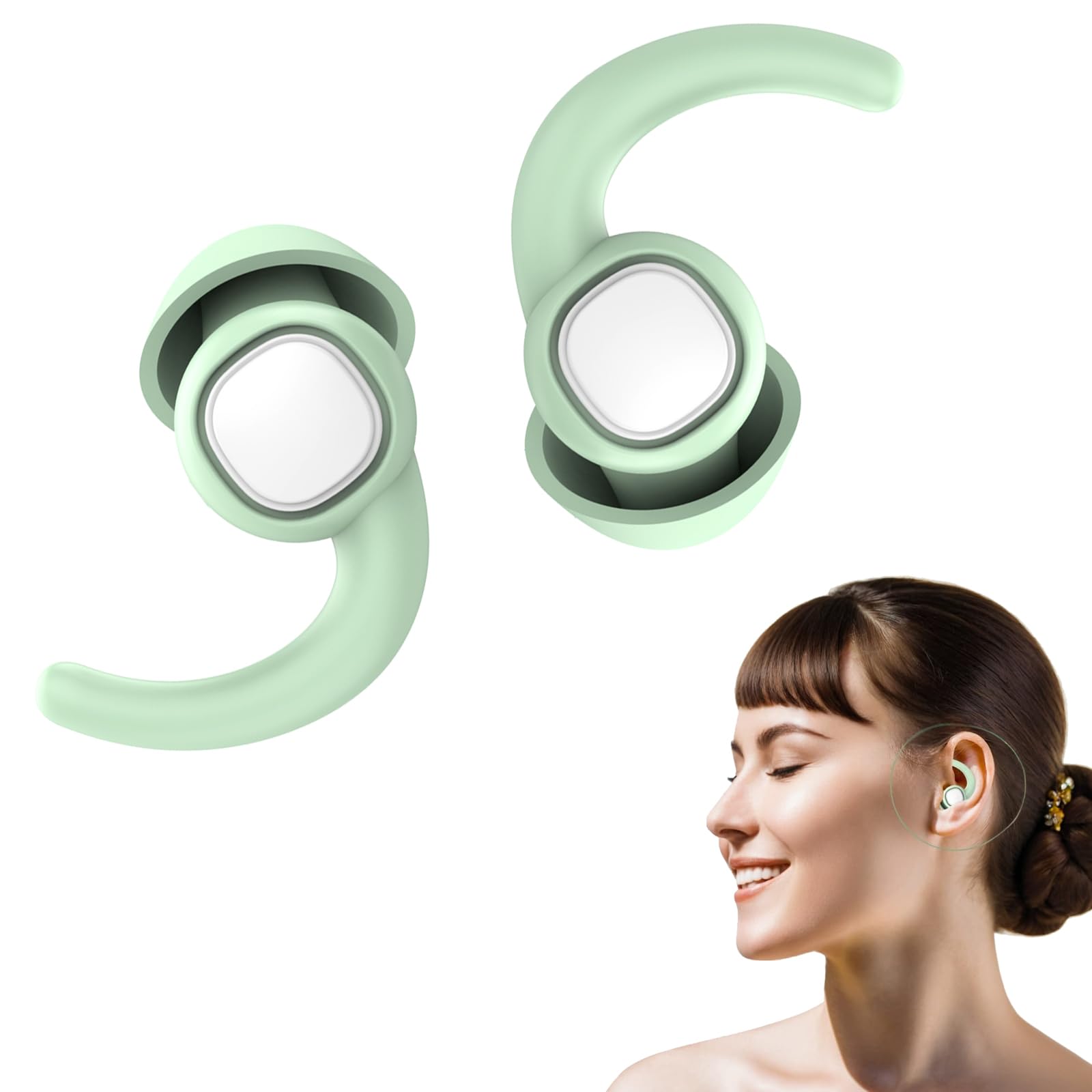 Sleep Soundly Anywhere with Mint Green Silicone Earplugs - Block Noise for Snore-Free Nights, Study Bliss, and Peaceful Travel. Soft & Reusable for Comfort & Hearing Protection!
