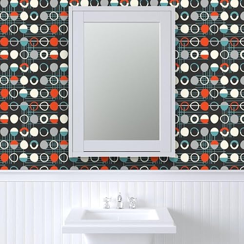 Miniatura 9 de Spoonflower Peel & Stick Wallpaper 12ft x 2ft - Mid Century Modern Retro Abstract 1950S Circle Circles Geometric Lines Vintage Kitchen Custom