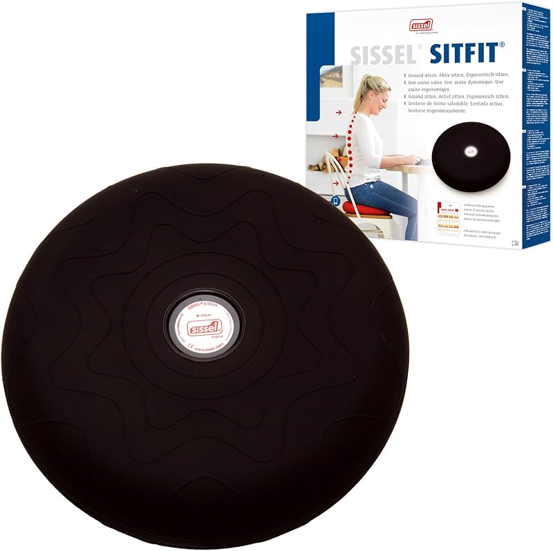 SISSEL SITFIT 14in Black | Active Sitting & Training | Strengthens Back & Pelvic Floor Muscles | Versatile Use: Legs & Veins | Adjustable Pressure | Includes Exercise Poster