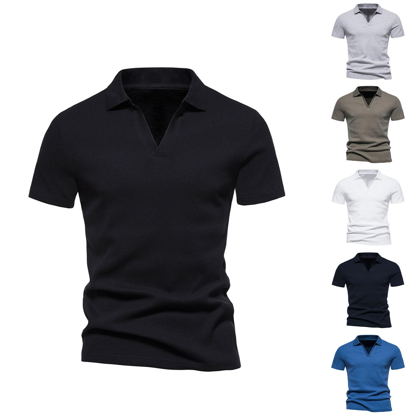 Poloshirts - Camiseta de manga corta para hombre, cuello de solapa, transpirable, ajuste cómodo, capas base para uso diario e informal