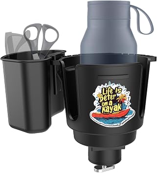 1001 Multi-Functional Kayak Cup Holder with Tool Storage Box, Track Mount Non-Slip Design, Durable Lure Holding Tool Storage Boat Cup Holder Gear Organizer for Kayaking and Fishing