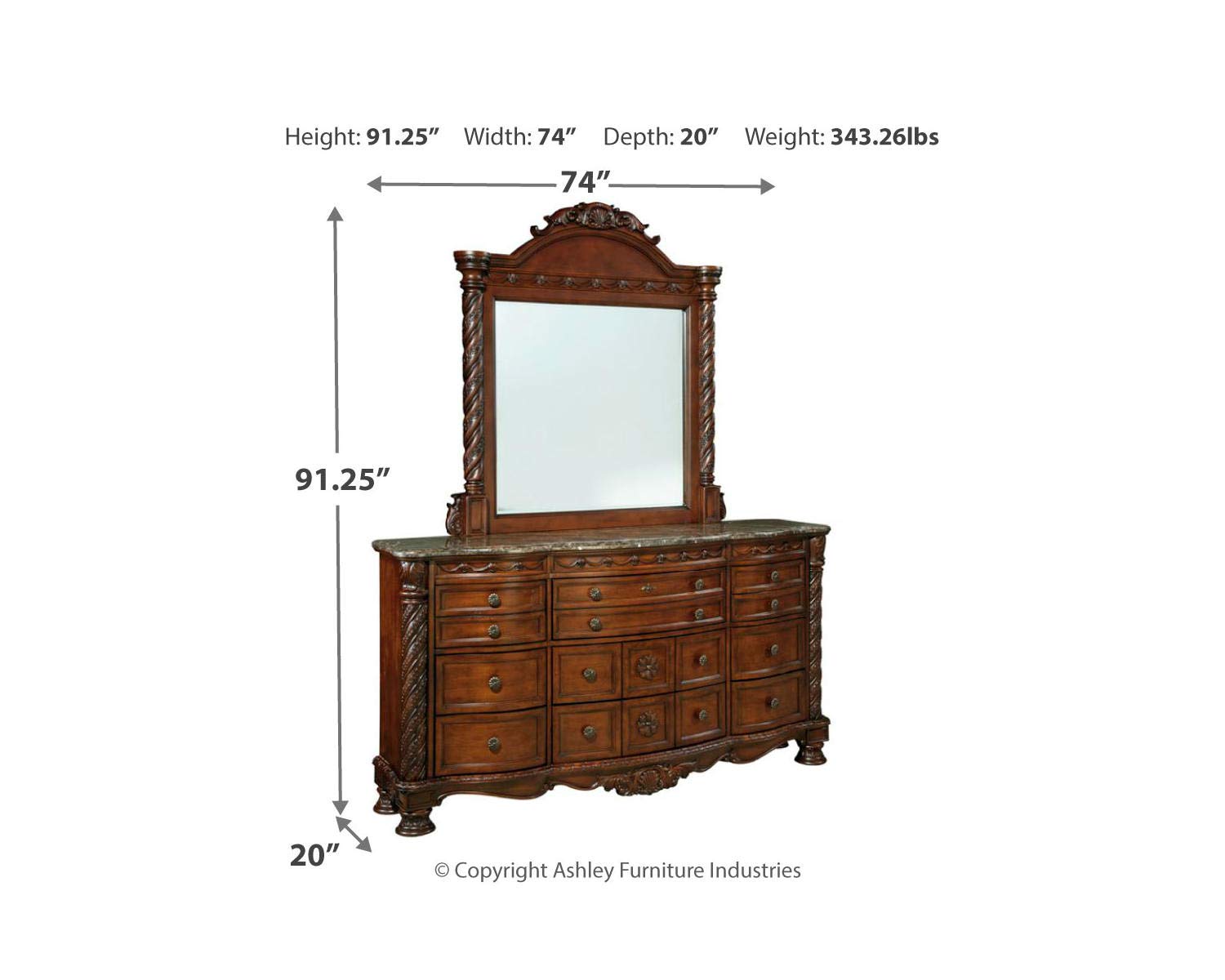 ashley north shore dresser brown Amazon.com: Signature Design by Ashley North Shore Ornate 9 Drawer Dresser  with Marble Inlay Top, Dark Brown : Home & Kitchen