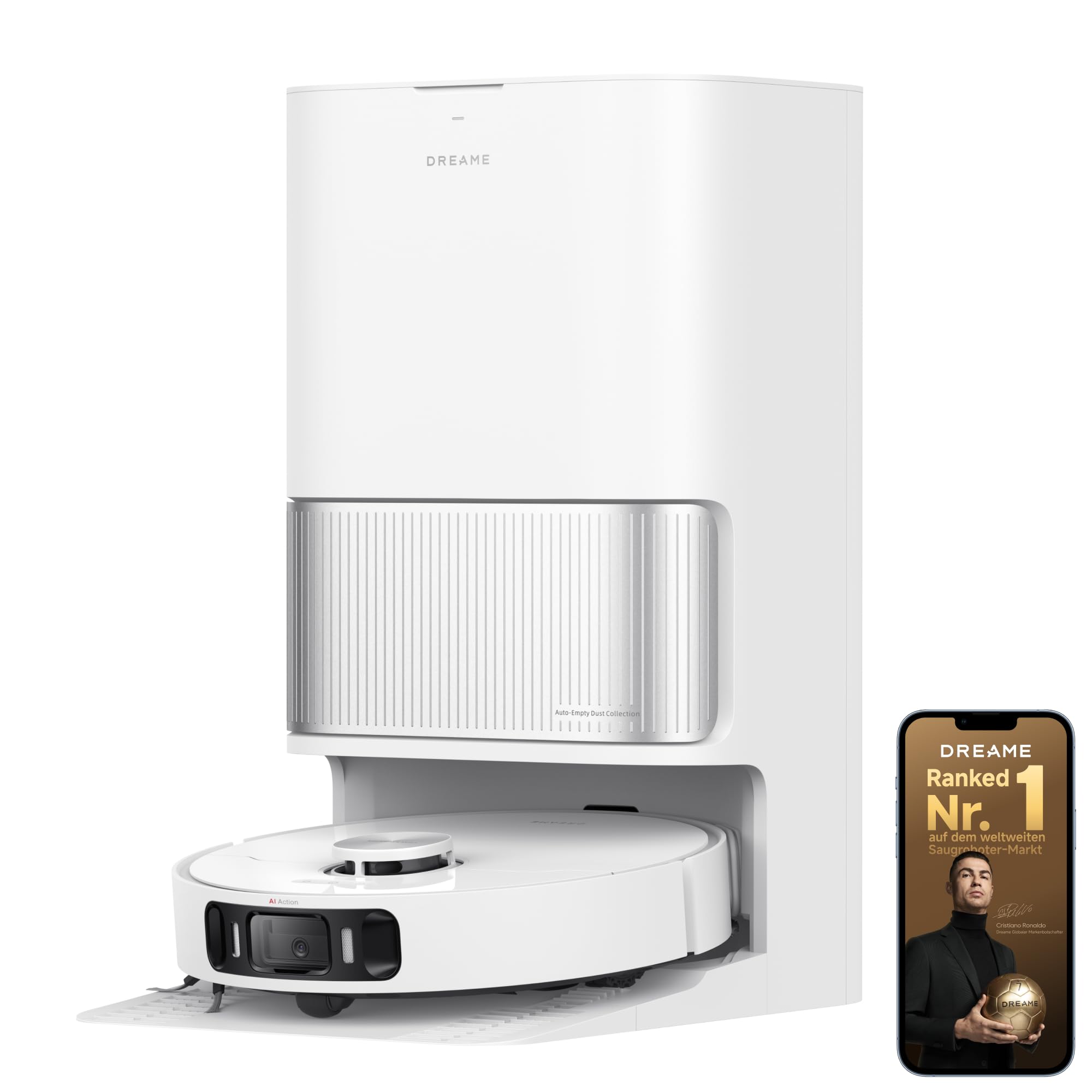 dreame L40 Ultra AE Saugroboter mit Wischfunktion, 19.000 Pa Saugkraft, viele Bürsten und EIN Flexibler Wischmopp, nassen und trockenen Schmutz,Das All-in-1-Dock entleert Staub
