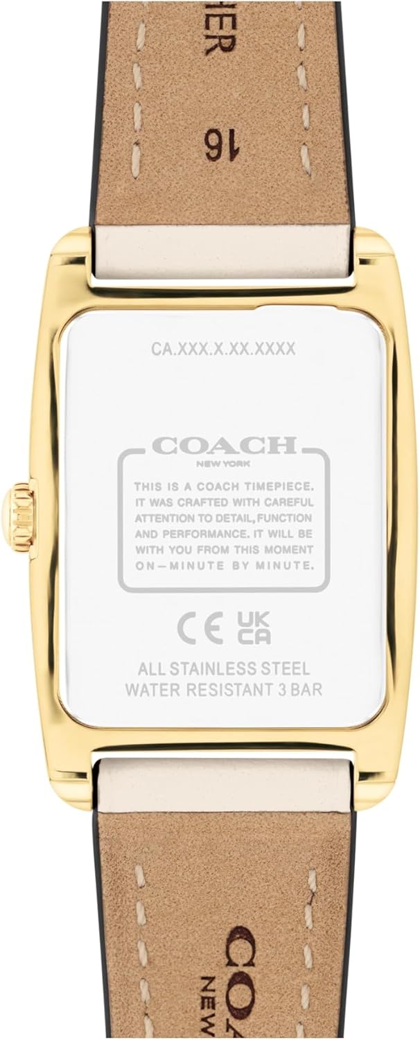 Coach Reese Women's Watch - 2H Quartz Tank Watch with Genuine Leather Strap - Water Resistant 3 ATM/30 Meters - Premium Fashion Timepiece for Everyday Style - 24mm - Image 3