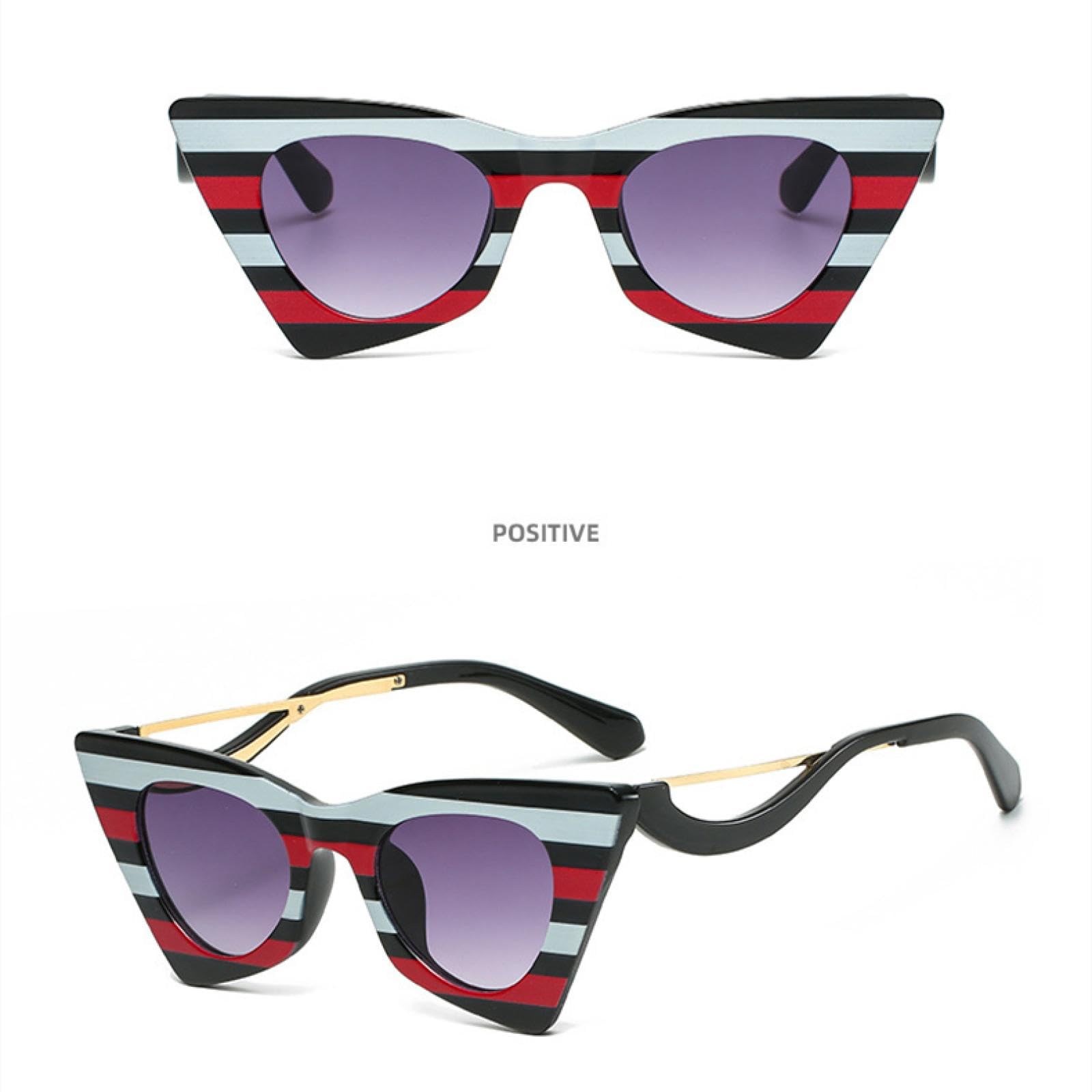 Occhiali da sole Cat Eye da donna, alla moda, punk, con montatura in metallo, UV400