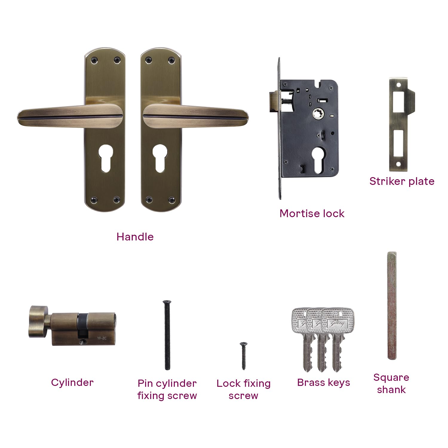 Godrej Mortise Lock I EuroProfile 200mm Cylinder | Double Throw Deadbolt | Common Keys | Reversible Latch | Antique Brass Finish | Anti-Corrosion Brass Body | 1 Year Warranty — Amazon image 6