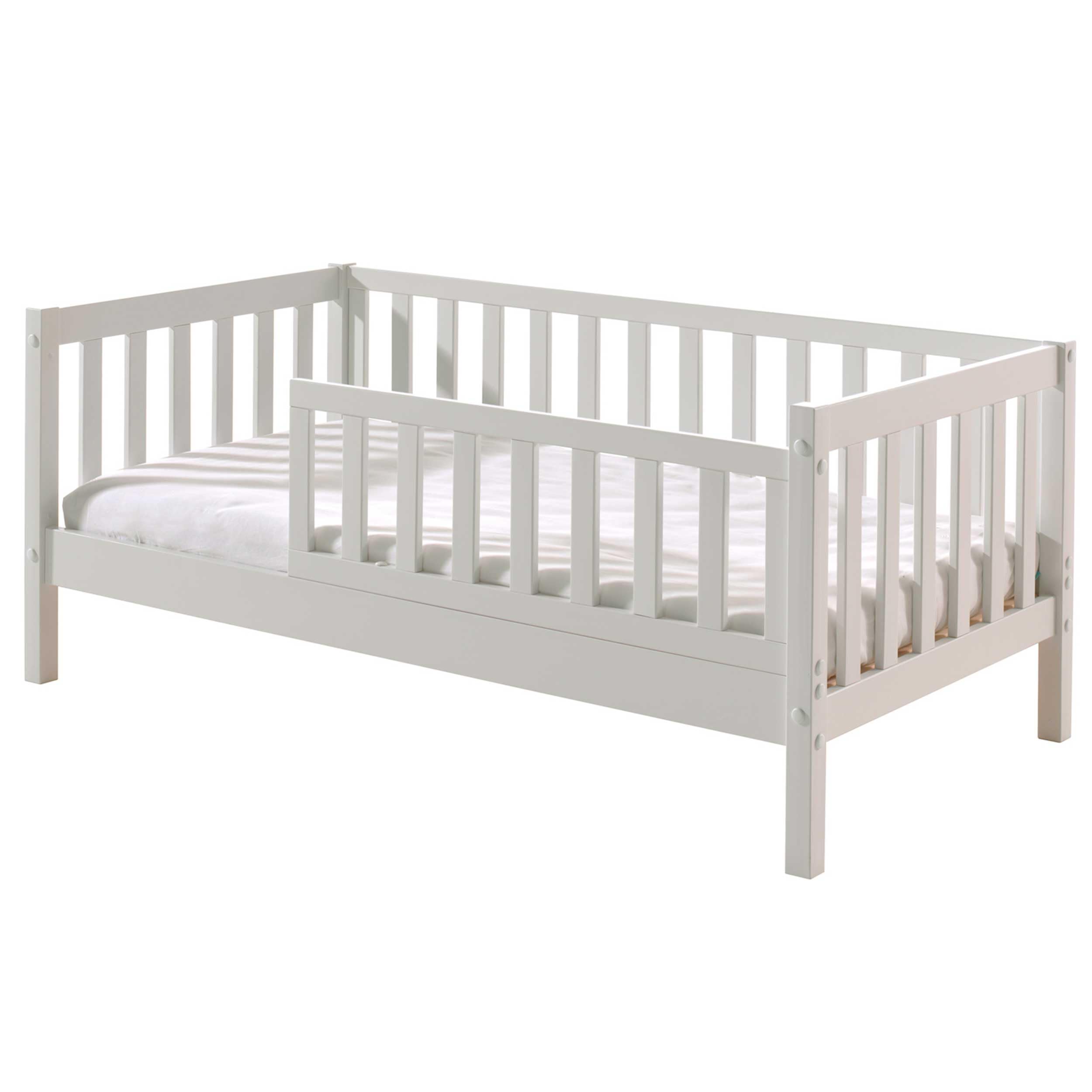 VIPACK Bed, Solid, Pine, White, 70x140