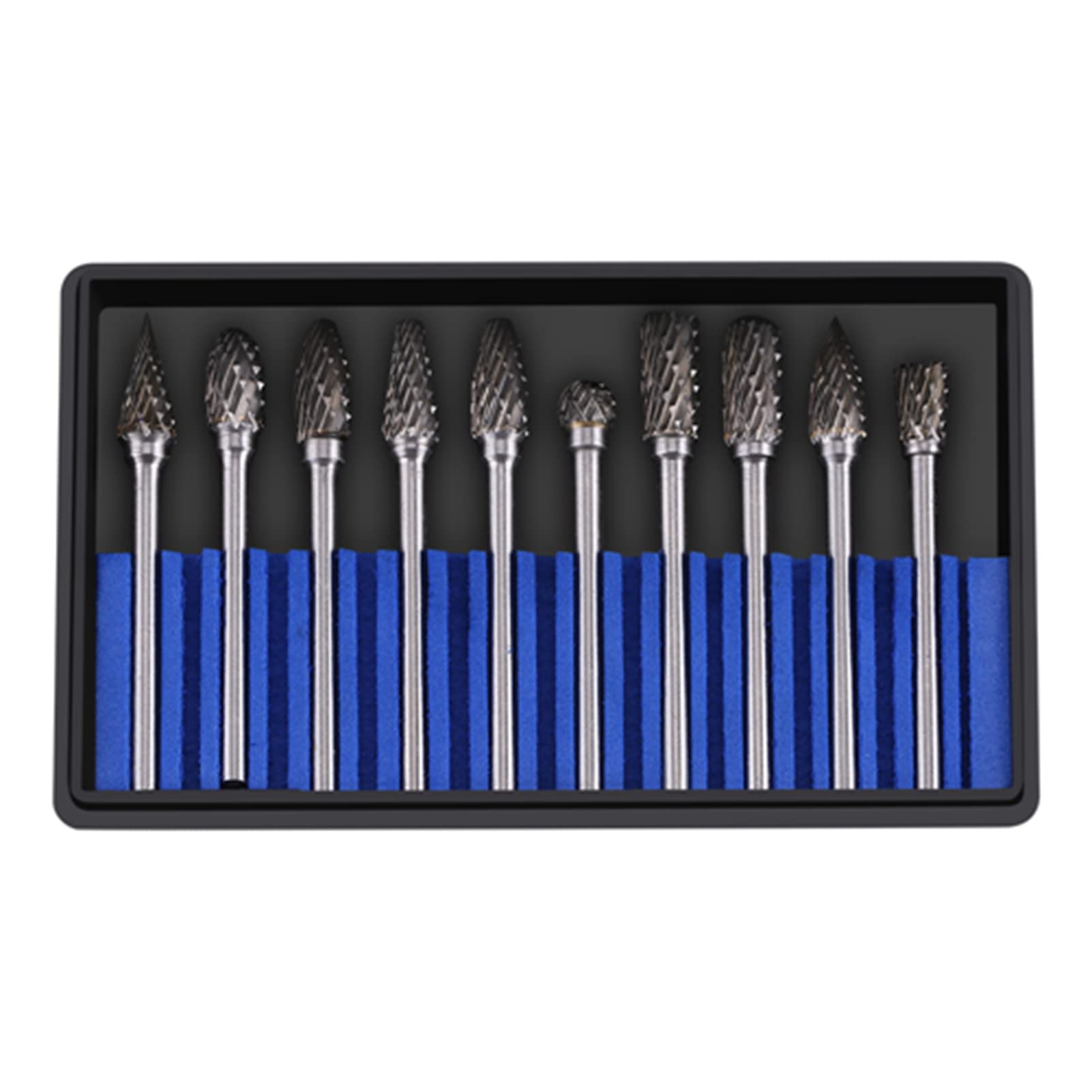 10 Pièces Carbure de Tungstène Acier Limes Rotatives Ensemble de Fraises 3mm Tige 6mm Diamètre de la Tête de Coupe pour Meuleuse Outil de Forage Rotatif(Double pattern)