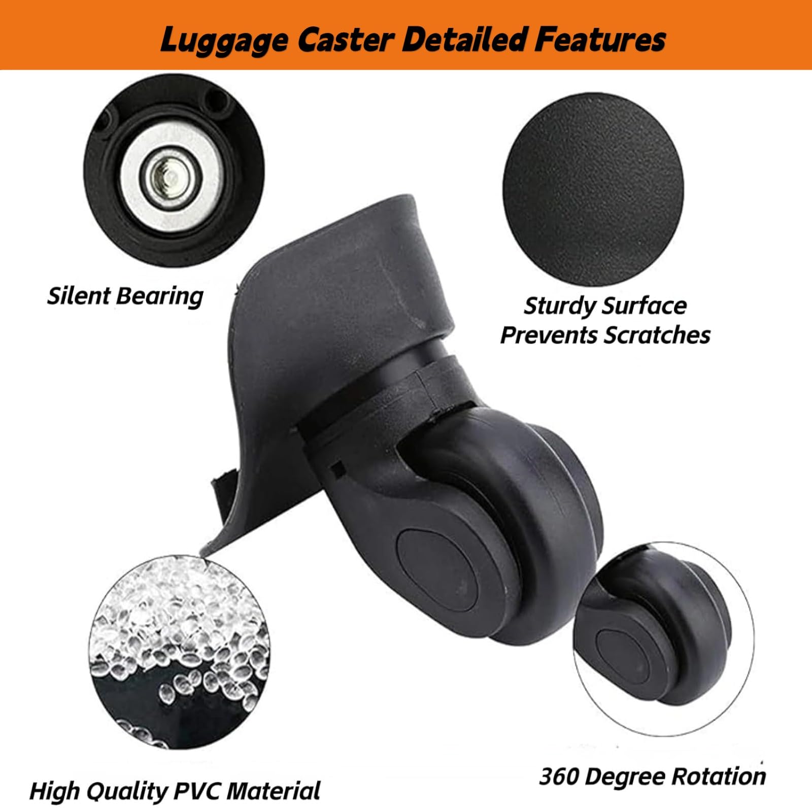 VGEBY1 Luggage Caster, Suitcase Wheels Left and Right Casters Wheels Replacement Kit for Trolley Suitcase