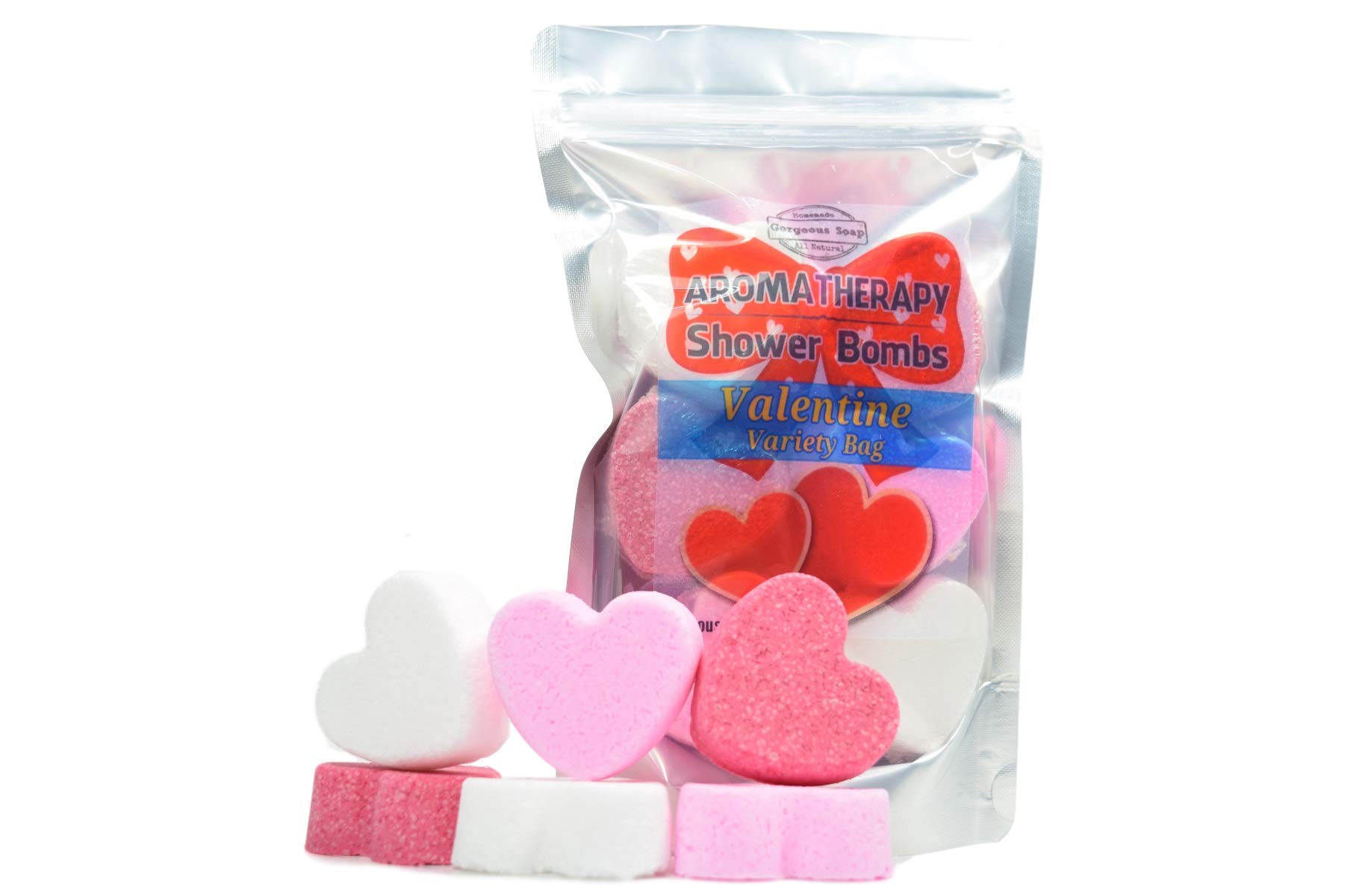 Aromatherapy Valentine Shower Bombs - Natural Handmade Shower Steamers, Shower Fizzies, Shower Tablets, Shower Melts, Shower Fizzy Spa Shower Soothers