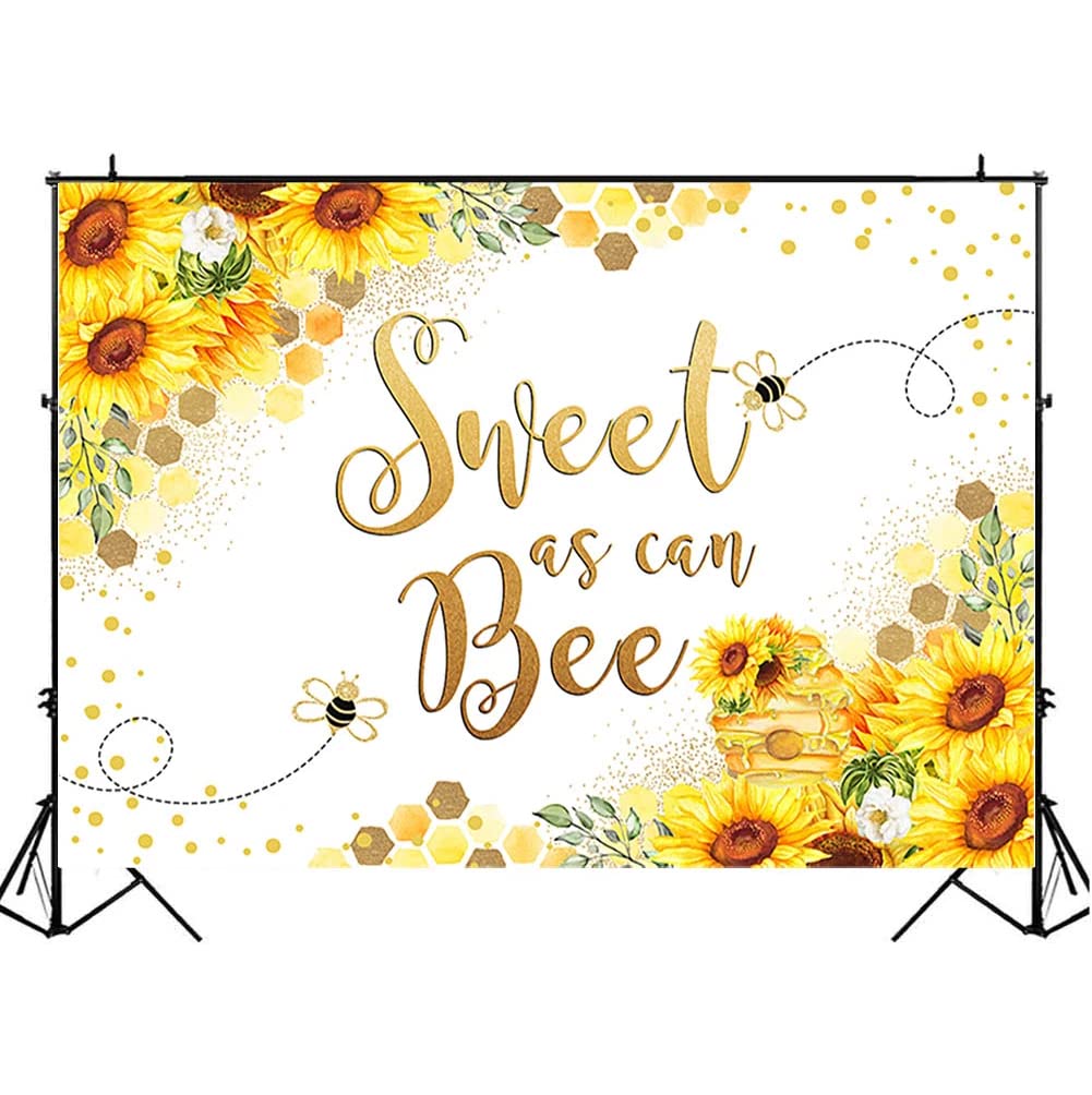 Sweet as can Bee Baby Birthday Photography Backdrops Sunflower Party Decor Newborn Baby Shower Background Props Studio Photocall 7x5 ft