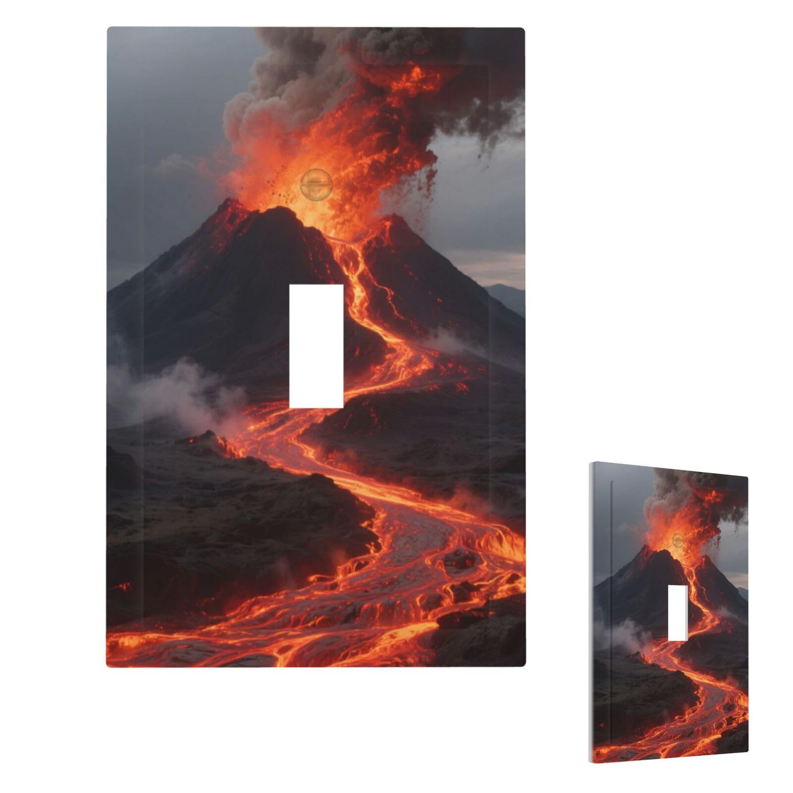 Volcano Wall Plate Cover Modern Decorative 1 Gang Light Switch Cover Unbreakable Receptacle Outlet Covers For Living Room Bedroom Home Decor Single Toggle