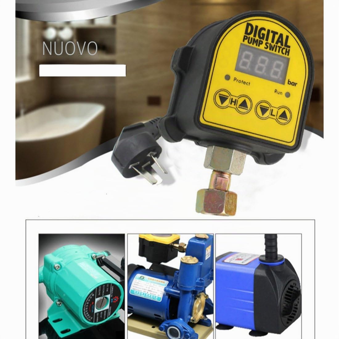 220V Pressione Controller automatico per pompa domestica - pressostato pompa acqua Presscontrol Pressdrive electric digital - maschio