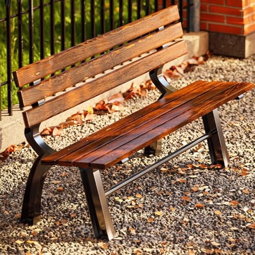 Banc de patio avec dossier en bois massif anticorrosion pour le jardin