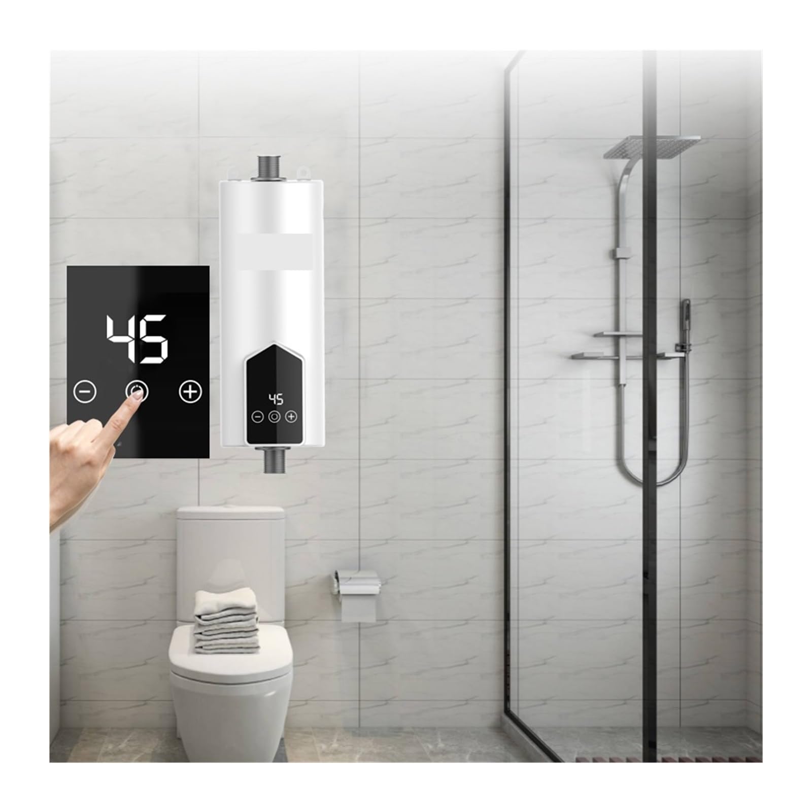 Scaldabagno Elettrico Istantaneo, Scaldabagno Istantaneo Da 5500 W Doccia Calda Elettrica Mini Flusso Senza Serbatoio Riscaldamento Rapido Display Digitale Cucina In Acciaio Inossidabile Bagno per RV