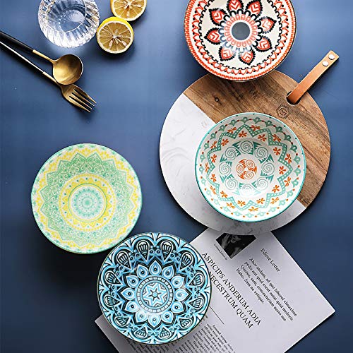 Farielyn-X 6 Pack 24 Ounce Premium Porcelain Bowls Set - Great Cereal Bowls, Salad, Rice, Pasta Or Soup Bowls - Large Capacity - Microwavable Ceramic Bowls - Heat And Cold Resistant Porcelain #TOP4