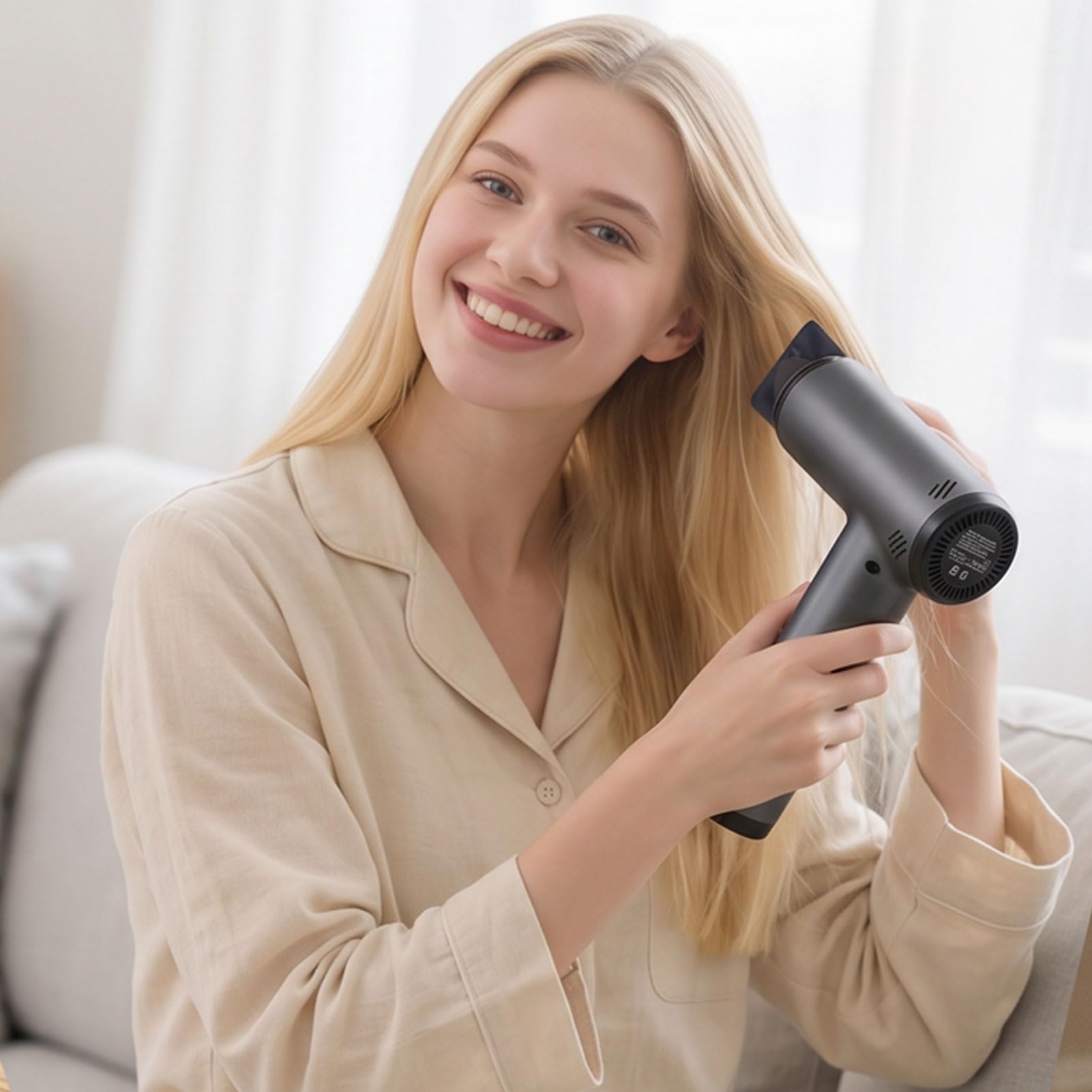 Asciugacapelli Cordless da 200 W con 4 Livelli di Calore, USB (GRAY)